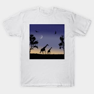 giraffes at dawn T-Shirt